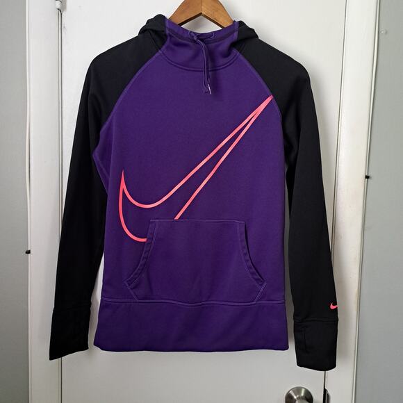 Nike Tops - Nike Therma FIt Purple and Black Women's Small Activeware Athletic Hoodie